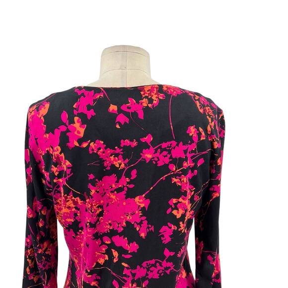 Diane von Furstenberg Reina Sheath Dress Floral Daze Black‎ Pink Silk Size 6 - Picture 8 of 14